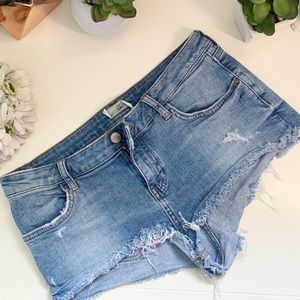 Topshop Daisy Moto Denim Shorts
